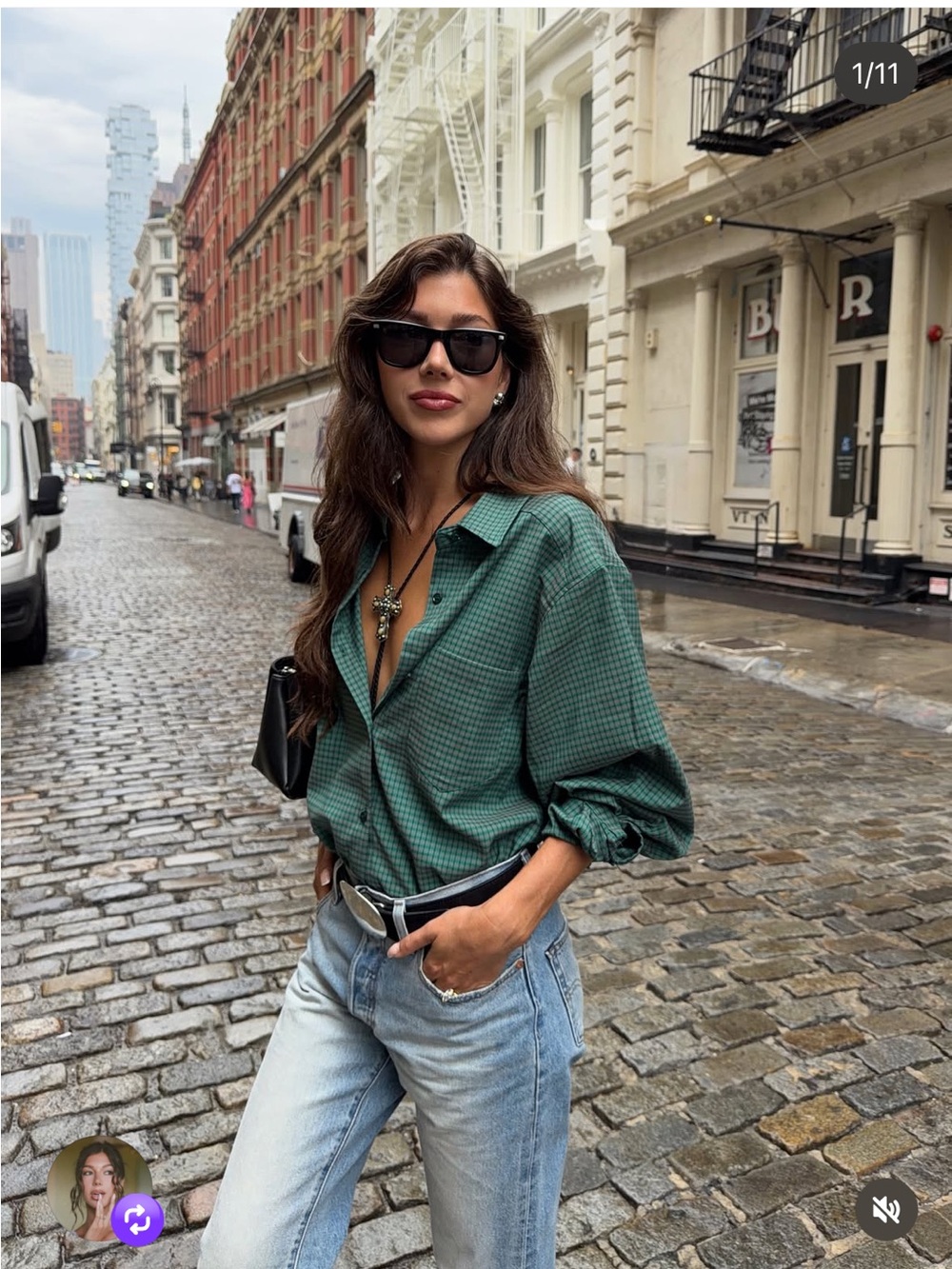 Lioness nothing hill green checked oversized shirts - Picture 11 of 16